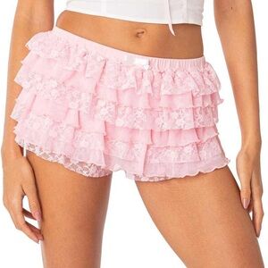 Ruffle Lace Shorts in Pink